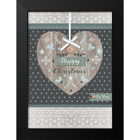 Happy Christmas Black Modern Wood Framed Art Print by P.S. Art