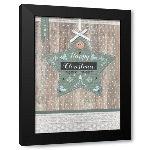 Happy Christmas Black Modern Wood Framed Art Print by P.S. Art