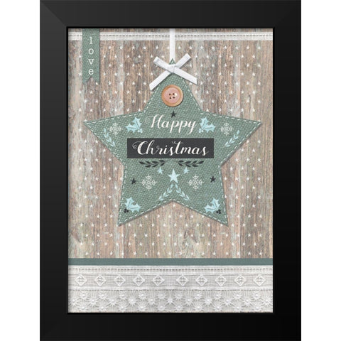 Happy Christmas Black Modern Wood Framed Art Print by P.S. Art