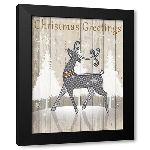 Christmas Greetings Black Modern Wood Framed Art Print with Double Matting by P.S. Art