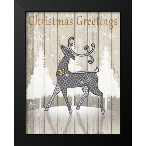 Christmas Greetings Black Modern Wood Framed Art Print by P.S. Art