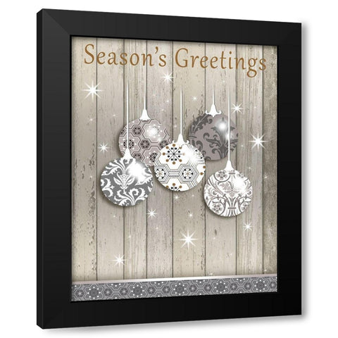 Seasons Greetings Black Modern Wood Framed Art Print by P.S. Art