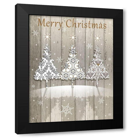 Merry Christmas Black Modern Wood Framed Art Print with Double Matting by P.S. Art