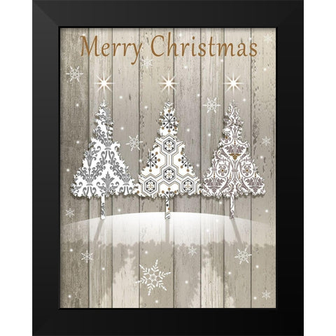 Merry Christmas Black Modern Wood Framed Art Print by P.S. Art