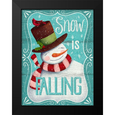 Snow is Falling Black Modern Wood Framed Art Print by P.S. Art