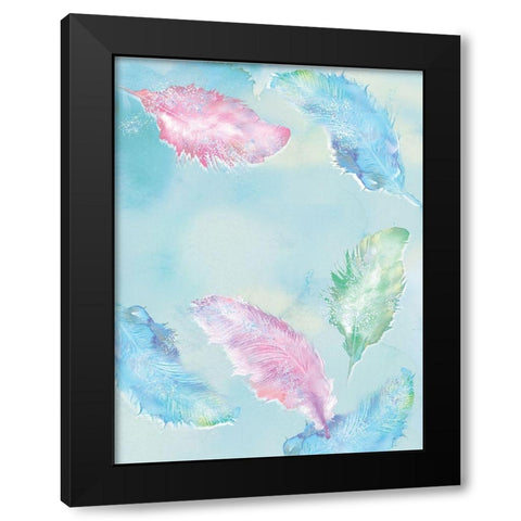 Feathers Black Modern Wood Framed Art Print with Double Matting by P.S. Art