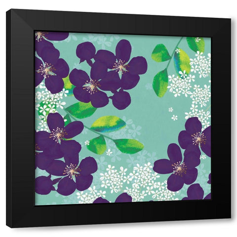 Purple Joy Black Modern Wood Framed Art Print by P.S. Art