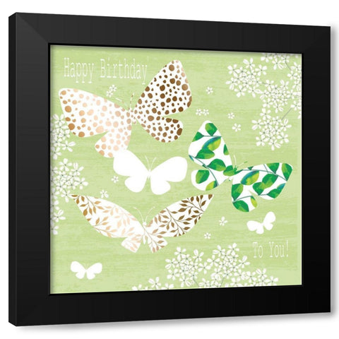 Butterflies Black Modern Wood Framed Art Print with Double Matting by P.S. Art