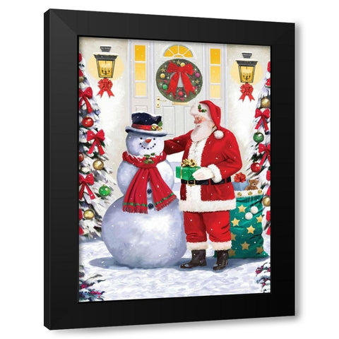 Santa and Friend Black Modern Wood Framed Art Print with Double Matting by P.S. Art