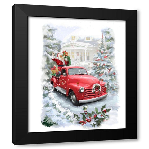 Santas Ride Black Modern Wood Framed Art Print with Double Matting by P.S. Art