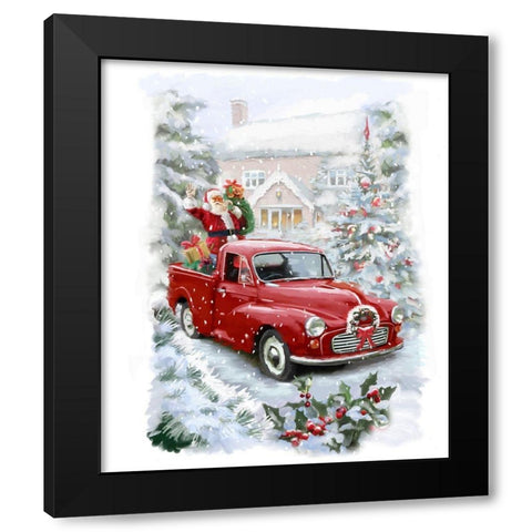 Santas Ride II Black Modern Wood Framed Art Print with Double Matting by P.S. Art