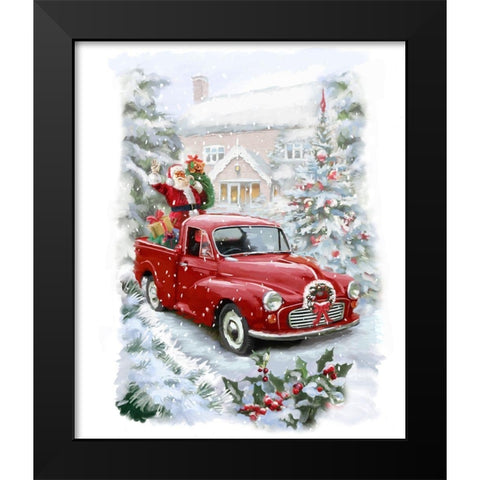 Santas Ride II Black Modern Wood Framed Art Print by P.S. Art