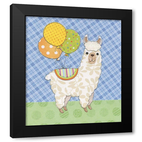 Llama Fun Black Modern Wood Framed Art Print by P.S. Art