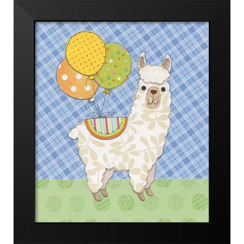 Llama Fun Black Modern Wood Framed Art Print by P.S. Art