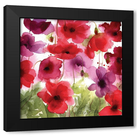 Poppy II Black Modern Wood Framed Art Print with Double Matting by P.S. Art