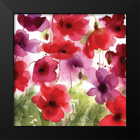 Poppy II Black Modern Wood Framed Art Print by P.S. Art