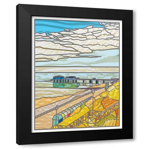 Beach Front Black Modern Wood Framed Art Print by P.S. Art