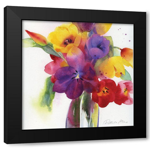 Flowers I Black Modern Wood Framed Art Print by P.S. Art