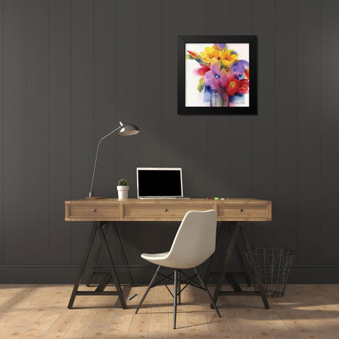 Flowers II Black Modern Wood Framed Art Print by P.S. Art