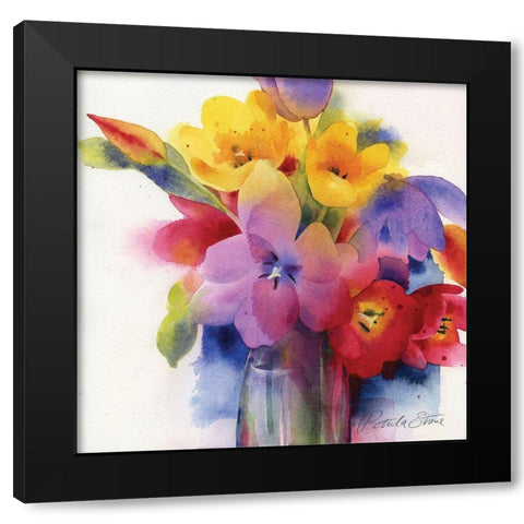 Flowers II Black Modern Wood Framed Art Print with Double Matting by P.S. Art