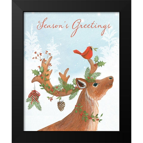 Seasons Greetings Black Modern Wood Framed Art Print by P.S. Art