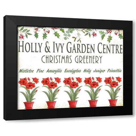 Holly and Ivy Black Modern Wood Framed Art Print with Double Matting by P.S. Art