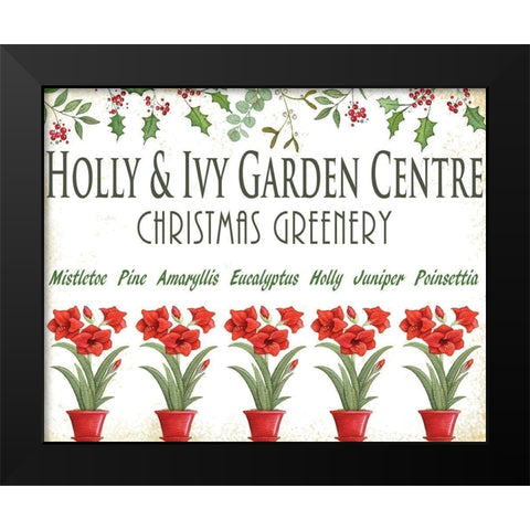 Holly and Ivy Black Modern Wood Framed Art Print by P.S. Art
