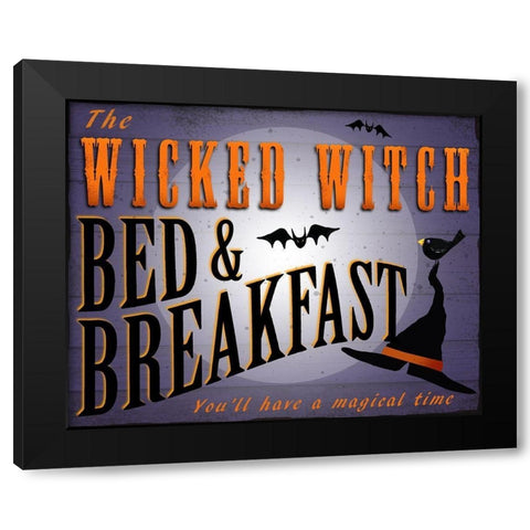 Wicked Witch BandB Black Modern Wood Framed Art Print by P.S. Art