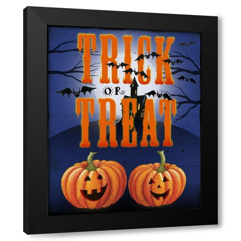 Trick or Treat Black Modern Wood Framed Art Print by P.S. Art
