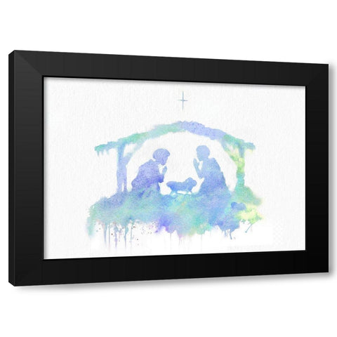 Birth of Christ Black Modern Wood Framed Art Print with Double Matting by P.S. Art