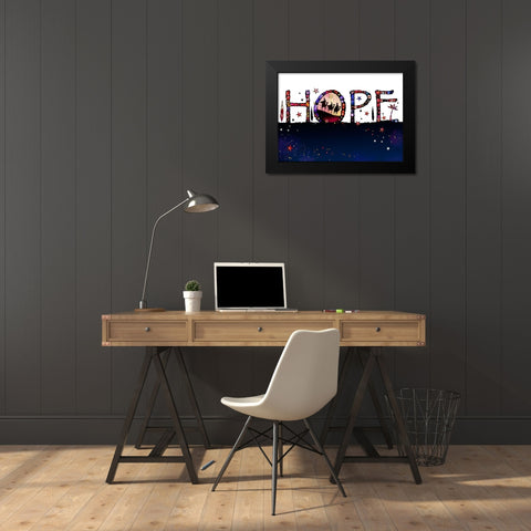 Hope Black Modern Wood Framed Art Print by P.S. Art