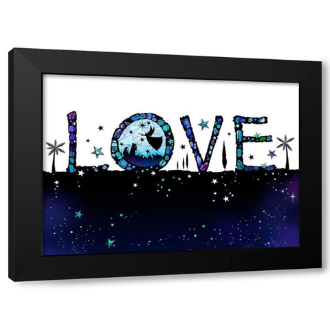 Love Black Modern Wood Framed Art Print with Double Matting by P.S. Art