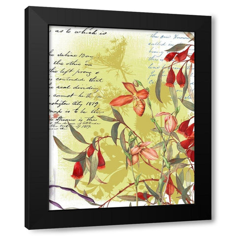 Floral Collage I Black Modern Wood Framed Art Print by P.S. Art