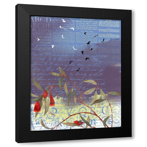 Floral Collage III Black Modern Wood Framed Art Print with Double Matting by P.S. Art