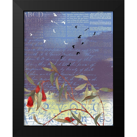 Floral Collage III Black Modern Wood Framed Art Print by P.S. Art