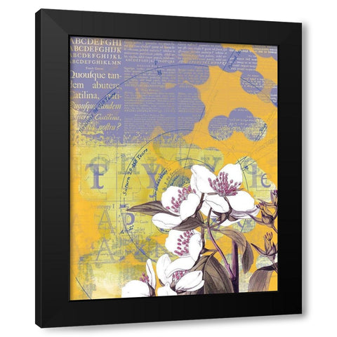 Floral Collage IV Black Modern Wood Framed Art Print with Double Matting by P.S. Art
