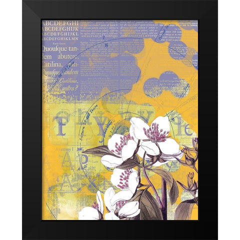 Floral Collage IV Black Modern Wood Framed Art Print by P.S. Art