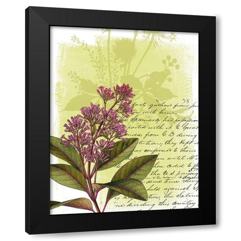 Floral Collage V Black Modern Wood Framed Art Print by P.S. Art
