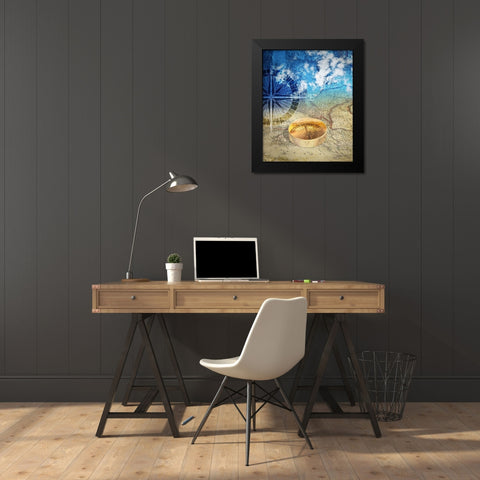 Compass Black Modern Wood Framed Art Print by P.S. Art