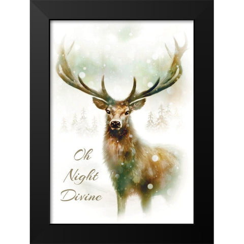 Oh Night Divine Black Modern Wood Framed Art Print by P.S. Art