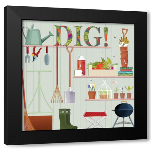 Dig Black Modern Wood Framed Art Print by P.S. Art