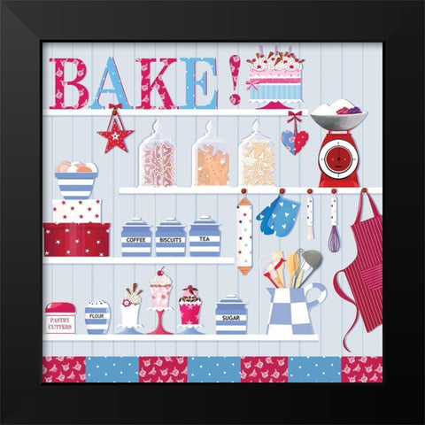 Bake Black Modern Wood Framed Art Print by P.S. Art