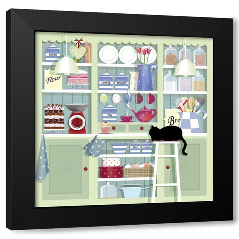 Kitchen Time Black Modern Wood Framed Art Print with Double Matting by P.S. Art
