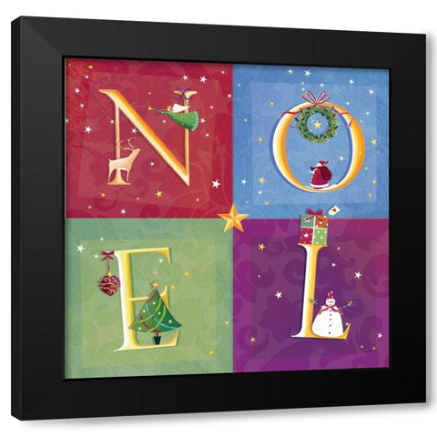 Noel Black Modern Wood Framed Art Print with Double Matting by P.S. Art