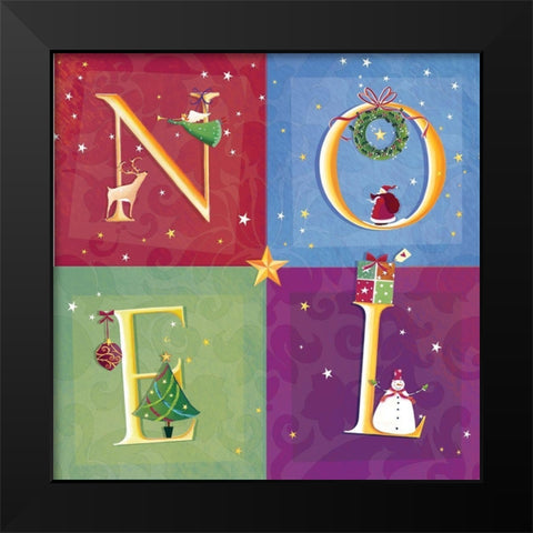 Noel Black Modern Wood Framed Art Print by P.S. Art