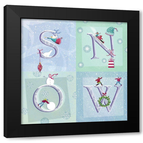 Snow Flake Black Modern Wood Framed Art Print with Double Matting by P.S. Art