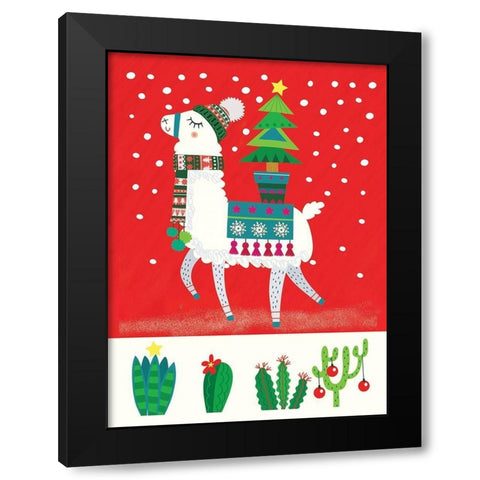 Llama Christmas II Black Modern Wood Framed Art Print with Double Matting by P.S. Art