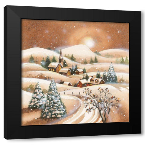 Christmas Eve Black Modern Wood Framed Art Print with Double Matting by P.S. Art