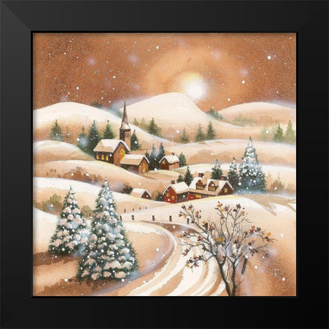 Christmas Eve Black Modern Wood Framed Art Print by P.S. Art
