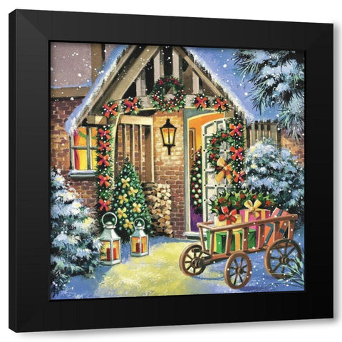 Christmas Bliss Black Modern Wood Framed Art Print with Double Matting by P.S. Art